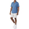Amazon Essentials Men’s Vacation Cotton Button-Down Short Sleeve Resort Shirt(Indigo Palm Leaf Print)