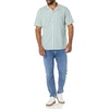 Amazon Essentials Men’s Vacation Cotton Button-Down Short Sleeve Resort Shirt(Light Blue Stripe)