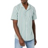 Amazon Essentials Men’s Vacation Cotton Button-Down Short Sleeve Resort Shirt(Light Blue Stripe)