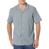Amazon Essentials Men’s Vacation Cotton Button-Down Short Sleeve Resort Shirt(Navy Stripe)