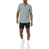 Amazon Essentials Men’s Vacation Cotton Button-Down Short Sleeve Resort Shirt(Navy Stripe)