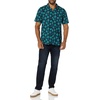 Amazon Essentials Men’s Vacation Cotton Button-Down Short Sleeve Resort Shirt(Navy Teal Green Palm Leaf Print)