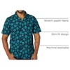Amazon Essentials Men’s Vacation Cotton Button-Down Short Sleeve Resort Shirt(Navy Teal Green Palm Leaf Print)