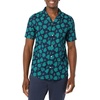 Amazon Essentials Men’s Vacation Cotton Button-Down Short Sleeve Resort Shirt(Navy Teal Green Palm Leaf Print)