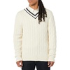 Amazon Essentials Mens Cable Knit V-Neck Sweater(Light Beige)