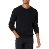 Amazon Essentials Men’s Crewneck Cable Cotton Pullover Sweater(Black)