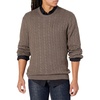Amazon Essentials Men’s Crewneck Cable Cotton Pullover Sweater(Brown Heather)