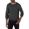 Amazon Essentials Men’s Crewneck Cable Cotton Pullover Sweater(Charcoal Heather)