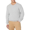 Amazon Essentials Men’s Crewneck Cable Cotton Pullover Sweater(Light Grey Heather)