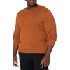 Amazon Essentials Men’s Crewneck Cable Cotton Pullover Sweater(Rust)