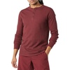 Amazon Essentials Men’s Long Sleeve Waffle Henley Shirt(Burgundy)