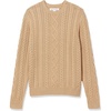 Amazon Essentials Mens Long-Sleeve 100% Cotton Fisherman Cable Crewneck Sweater(Camel)