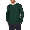 Amazon Essentials Mens Long-Sleeve 100% Cotton Fisherman Cable Crewneck Sweater(Dark Green)