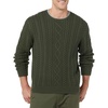 Amazon Essentials Mens Long-Sleeve 100% Cotton Fisherman Cable Crewneck Sweater(Dark Olive)