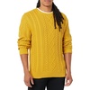 Amazon Essentials Mens Long-Sleeve 100% Cotton Fisherman Cable Crewneck Sweater(Mustard Yellow)