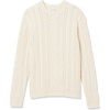 Amazon Essentials Mens Long-Sleeve 100% Cotton Fisherman Cable Crewneck Sweater(Off-white)