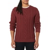 Amazon Essentials Mens Long-Sleeve 100% Cotton Fisherman Cable Crewneck Sweater(Oxblood)