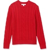 Amazon Essentials Mens Long-Sleeve 100% Cotton Fisherman Cable Crewneck Sweater(Red)