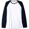 Amazon Essentials Men’s Long-Sleeve Henley Shirt(White/Navy)