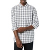 Amazon Essentials Men’s Long-Sleeve Regular-Fit Stretch Poplin Shirt(Dark Navy White Plaid)