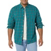 Amazon Essentials Men’s Long-Sleeve Regular-Fit Stretch Poplin Shirt(Green/Gold  Check)