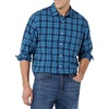 Amazon Essentials Men’s Long-Sleeve Regular-Fit Stretch Poplin Shirt(Indigo Navy Plaid)