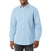 Amazon Essentials Men’s Long-Sleeve Regular-Fit Stretch Poplin Shirt(Light Blue/White  Gingham)