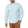 Amazon Essentials Men’s Long-Sleeve Regular-Fit Stretch Poplin Shirt(Light Blue/White  Plaid)