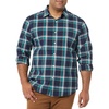 Amazon Essentials Men’s Long-Sleeve Regular-Fit Stretch Poplin Shirt(Navy/Green  Plaid)