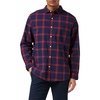 Amazon Essentials Men’s Long-Sleeve Regular-Fit Stretch Poplin Shirt(Navy/Red  Buffalo Plaid)