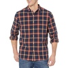 Amazon Essentials Men’s Long-Sleeve Regular-Fit Stretch Poplin Shirt(Navy/Red  Plaid)