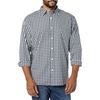 Amazon Essentials Men’s Long-Sleeve Regular-Fit Stretch Poplin Shirt(Navy/White  Gingham)