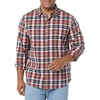 Amazon Essentials Men’s Long-Sleeve Regular-Fit Stretch Poplin Shirt(Red/Multicolor  Plaid)
