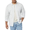 Amazon Essentials Men’s Long-Sleeve Regular-Fit Stretch Poplin Shirt(White/Multicolor  Stripe)
