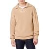 Amazon Essentials Men’s Quarter-Zip Rib-Knit Relaxed-Fit Cotton Sweater(Light Camel)