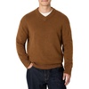 Amazon Essentials Men’s Regular-Fit Cotton Blend V-Neck Sweater(Caramel Heather)