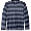 Amazon Essentials Men’s Regular-Fit Crewneck Long-Sleeve T-Shirt, Casual Cotton Jersey(Navy/Light Grey Heather Stripe)