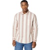 Amazon Essentials Men’s Regular-Fit Long Sleeve Linen Blend Shirt(Brick Red Textured Stripe)