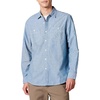 Amazon Essentials Men’s Regular-Fit Long-Sleeve Lightweight Cotton Chambray Shirt with Pockets(Medium Blue)