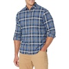Amazon Essentials Men’s Slim-Fit Brushed Cotton Flannel Shirt, Long Sleeve Button Down Collared Plaid(Black Blue Plaid)
