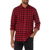 Amazon Essentials Men’s Slim-Fit Brushed Cotton Flannel Shirt, Long Sleeve Button Down Collared Plaid(Black Red Buffalo Plaid)