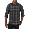 Amazon Essentials Men’s Slim-Fit Brushed Cotton Flannel Shirt, Long Sleeve Button Down Collared Plaid(Brown Dark Navy Plaid)