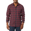 Amazon Essentials Men’s Slim-Fit Brushed Cotton Flannel Shirt, Long Sleeve Button Down Collared Plaid(Dark Red Plaid)