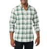 Amazon Essentials Men’s Slim-Fit Brushed Cotton Flannel Shirt, Long Sleeve Button Down Collared Plaid(Green White Plaid)
