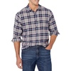 Amazon Essentials Men’s Slim-Fit Brushed Cotton Flannel Shirt, Long Sleeve Button Down Collared Plaid(Grey Heather Navy Plaid)