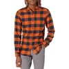 Amazon Essentials Men’s Slim-Fit Brushed Cotton Flannel Shirt, Long Sleeve Button Down Collared Plaid(Navy Orange Plaid)
