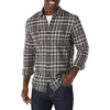 Amazon Essentials Men’s Slim-Fit Flannel Long-Sleeve Shirt, Two-Pocket, Plaid(Grey Plaid)