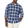 Amazon Essentials Men’s Slim-Fit Flannel Shirt, Long Sleeve Button Down Plaid(Blue White Plaid)