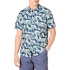 Amazon Essentials Men’s Slim-Fit Men’s Short Sleeve Collared Button Down Shirt(Navy Palm Leaf)