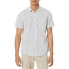 Amazon Essentials Men’s Slim-Fit Men’s Short Sleeve Collared Button Down Shirt(White/Navy Micro Geo)